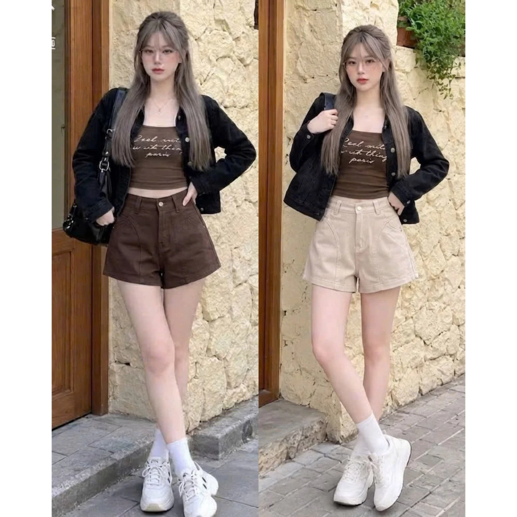 Quần Short Jean Nữ Cạp Cao Ống Rộng Form Đẹp Hack Dáng, Quần Short Bò Nữ Basic Mặc Hè_QS09