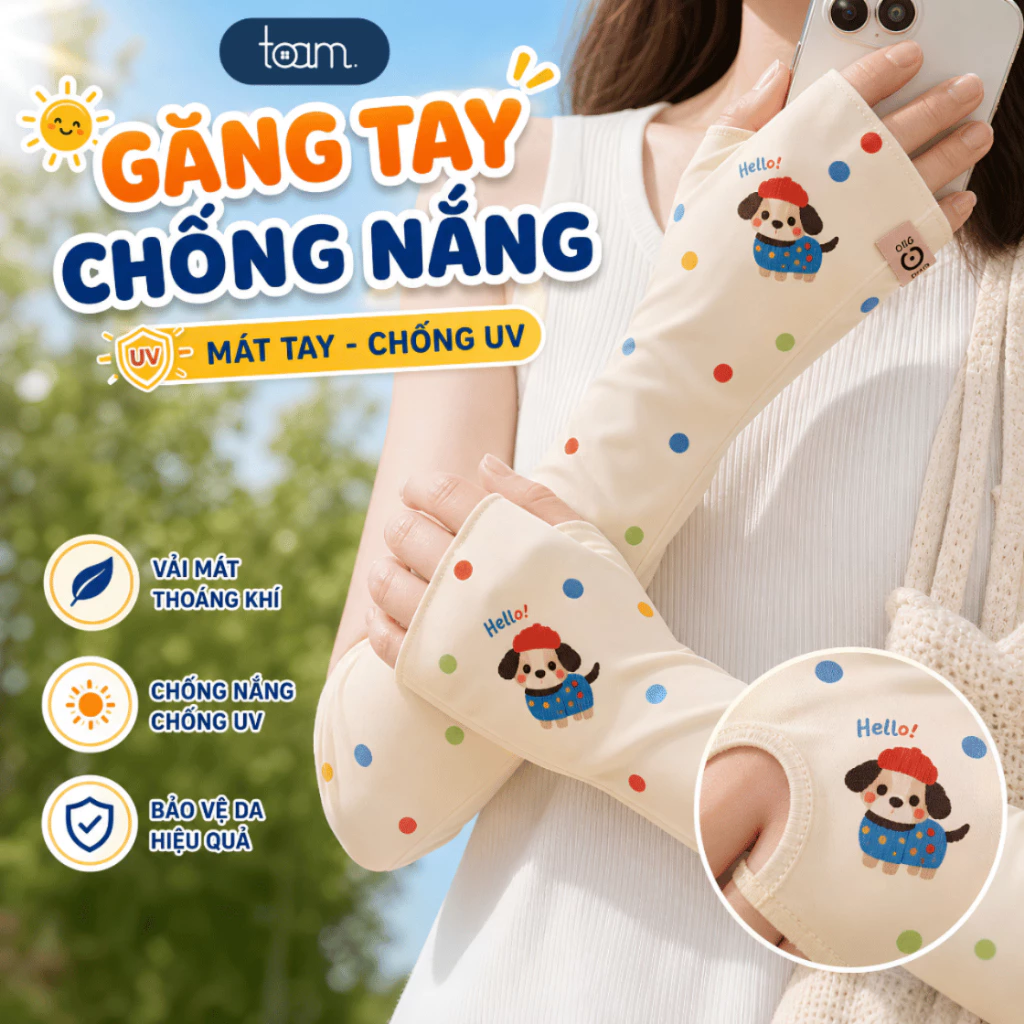 Găng Tay Chống Nắng Nữ Lụa Băng Mát Lạnh, Tất Tay, Ống Tay Dài Chống Nắng Họa Tiết Cartoon Kawaii