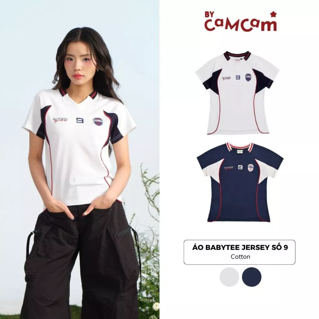 Áo Thun Babytee Thể Thao 𝑩𝒚𝒄𝒂𝒎𝒄𝒂𝒎 Jersey Số 9 Soccer Hack Dáng Đường Phố Cho Nữ ATN006