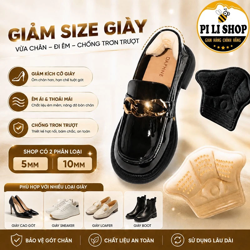 Miếng Lót Giày EVA Chống Rộng Giảm Size Êm Chân Có Keo Dán, Bộ Đệm Dán Gót Giày Chống Tuột
