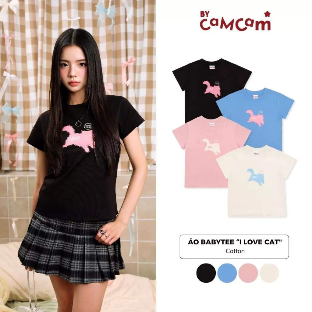 Áo Baby Tee Bycamcam "I Love Cat" 100% Cotton [BST Cat's Favorite]  ABN030