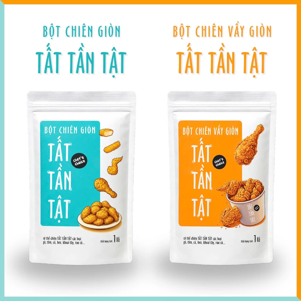 [CHÍNH HÃNG] Combo 1kg Bột chiên vẩy giòn TẤT TẦN TẬT + 1kg Bột chiên giòn TẤT TẦN TẬT - Chiên giòn chuẩn vị