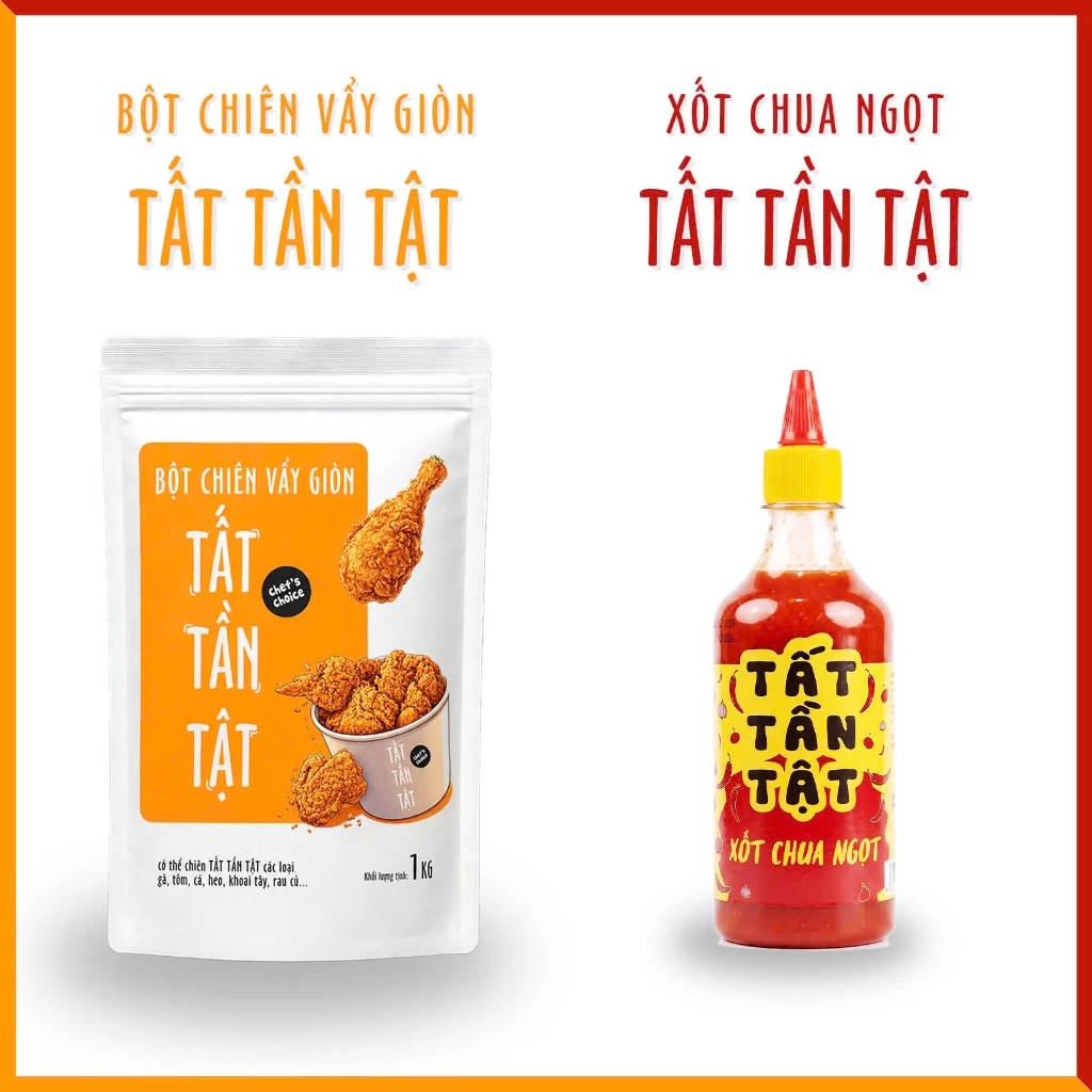 [CHÍNH HÃNG] Combo 1kg Bột chiên vẩy giòn TẤT TẦN TẬT + 500gr Xốt chua ngọt TẤT TẦN TẬT - Chiên giòn rụm / Chấm đa năng