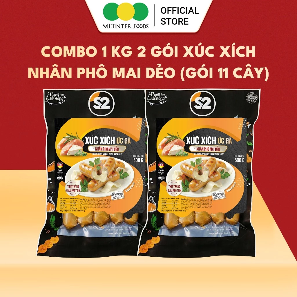 Xúc Xích Ức Gà Phô Mai Dẻo S2 Vietinter Foods