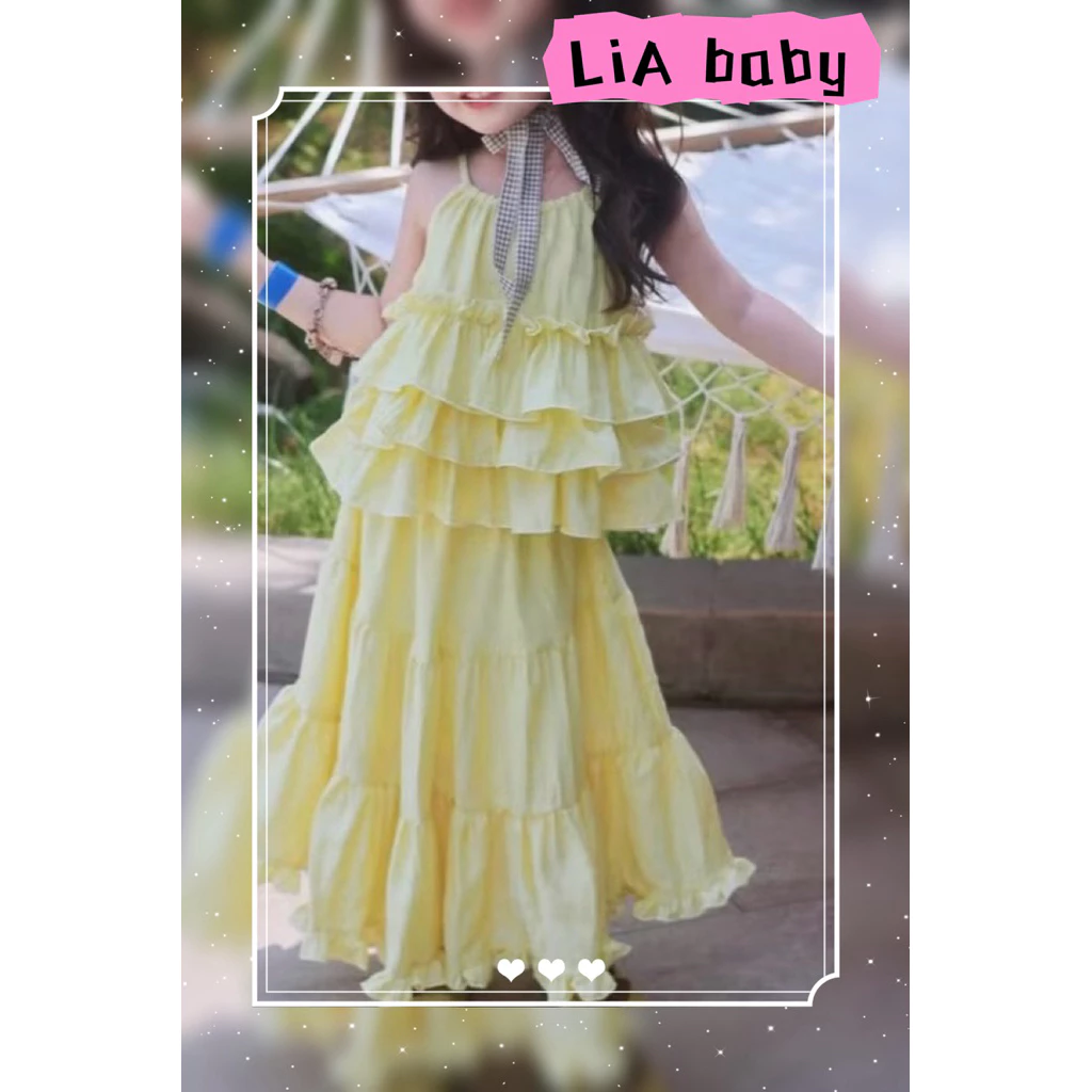 [Siêu Xinh ] Set áo+ váy bèo tầng 2 dây đũi mềm mại siêu xinh cho bé gái diện đi chơi đi biển (9-30kg) K2