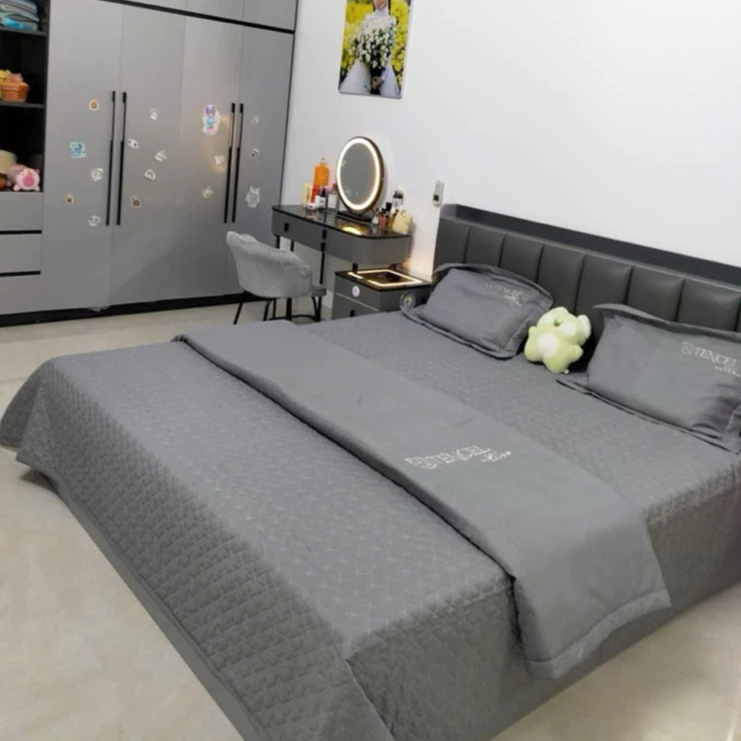 Bộ Chăn Ga Gối 5 Món Lụa Tencel Sước Cao Cấp , Sét 5 Món Ga Trần Chắc Chắn Thoáng Mát - Thiên Hương