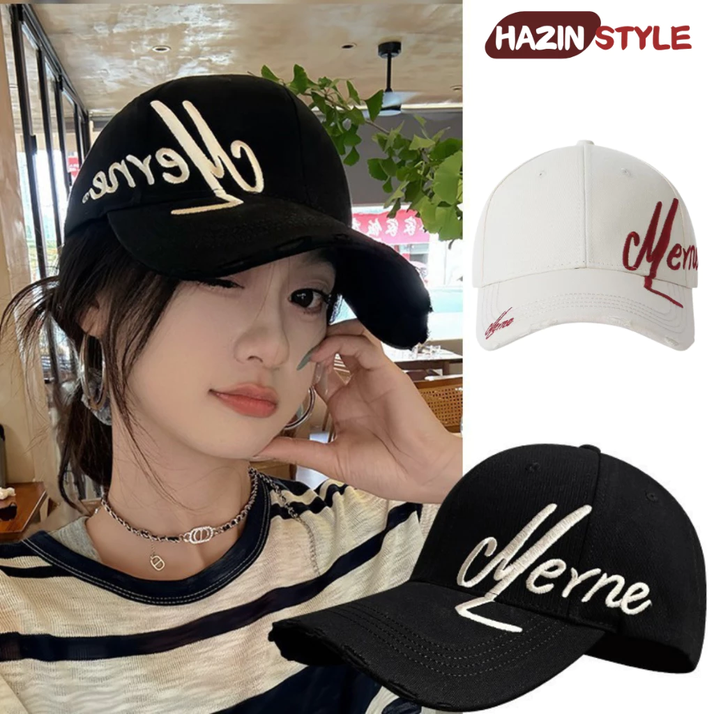 Mũ Lưỡi Trai Nam Nữ Hazin Thêu Chữ Merne Bên Hông Nón Kết Phối Rách Cá Tính Thời Trang Đẹp Trẻ Trung Form Cứng