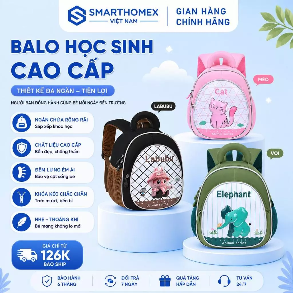 Balo mầm non hoạt hình dễ thương Cặp sách cao cấp chống gù lưng Cặp đi học đi chơi cho trẻ