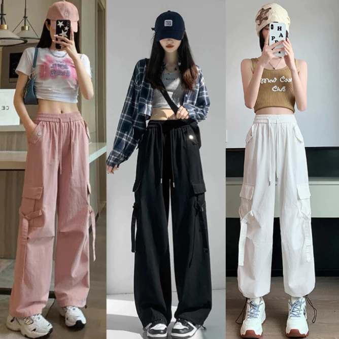 Quần Túi Hộp Nữ Chất Liệu Kaki Bo Gấu Cạp Chun Co Dãn, Quần Kaki Túi Hộp nữ Ống Rộng QJ6341