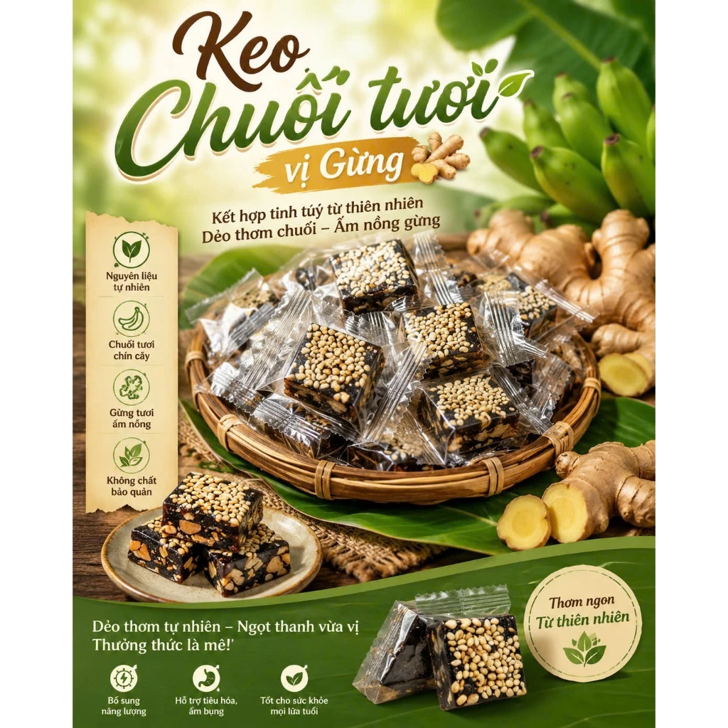 KẸO CHUỐI ĐẬU GỪNG TRUYỀN THỐNG 500g
