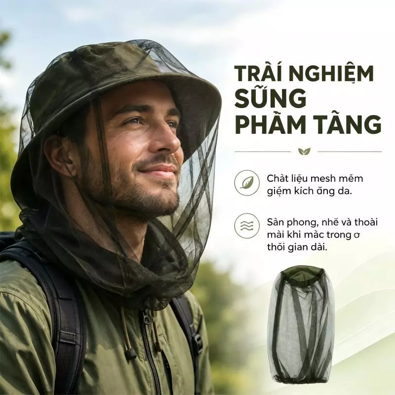 Odd Lưới chống muỗi Lưới bay mặt Mũ trùm đầu Lưới chống côn trùng Lưới màn hình,săn bắn ngoài trời