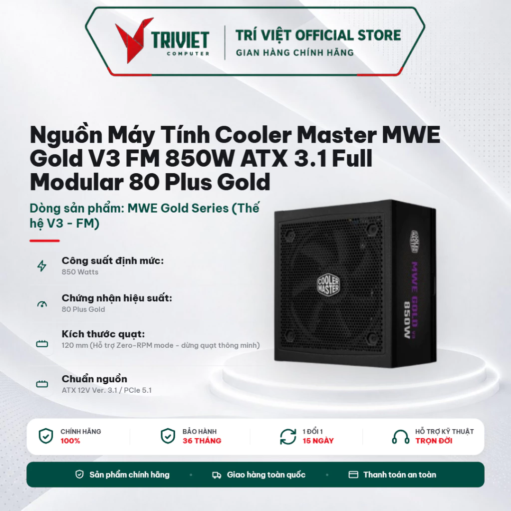 Ảnh sản phẩm: Cooler Master MWE Gold V3 850W Full Modular