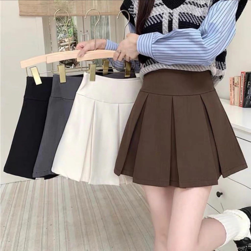 Chân váy A xòe bigsize nữ ngắn xếp ly lưng cao vải tây mềm mát và đứng from style cá tính thời thượng 50-95kg CV405