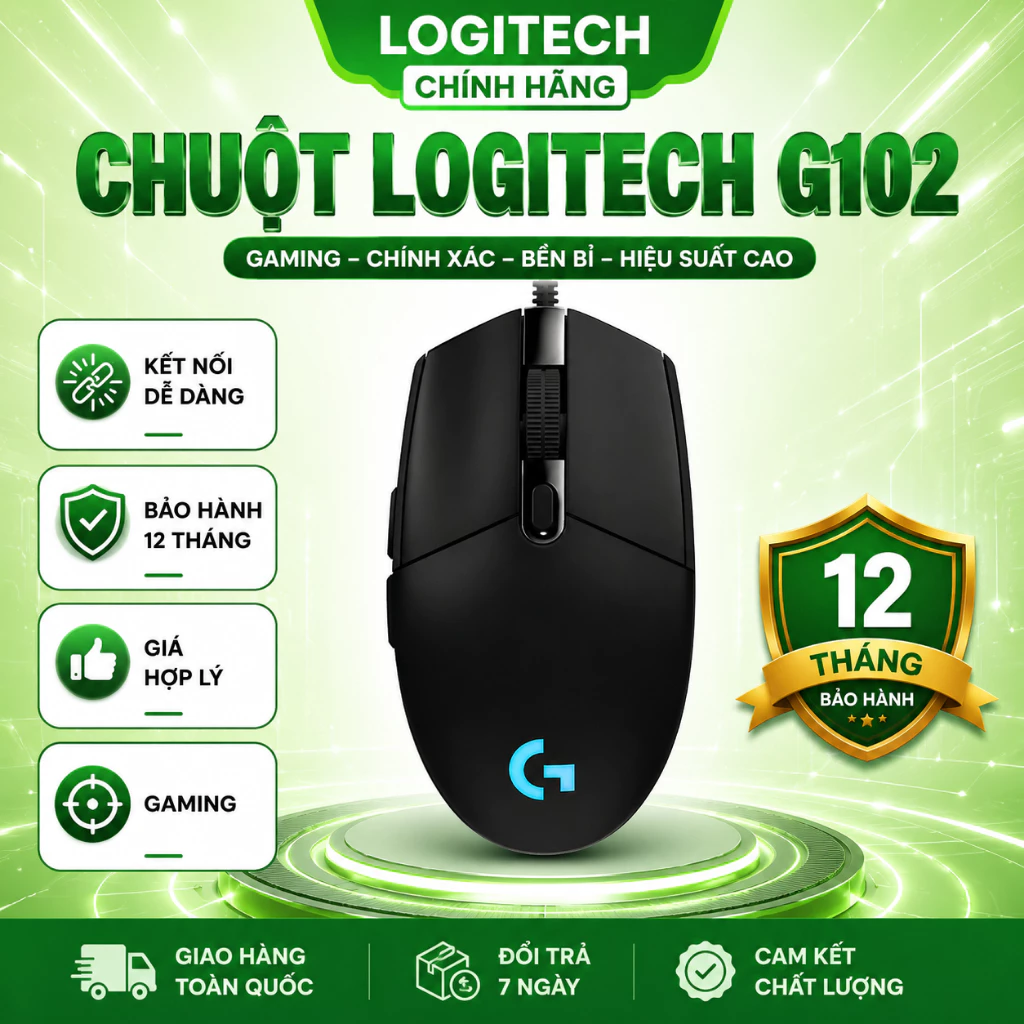 Chuột Có Dây Gaming G102 RGB LIGHTSYNC LED 8000DPI USB Chơi Game Mượt Bảo Hành 12 Tháng