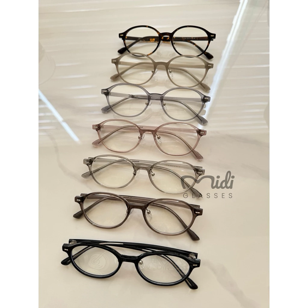 Kính mắt oval Midiglasses form nhựa bọc nửa càng form lớn unisex siêu nhẹ (18168)