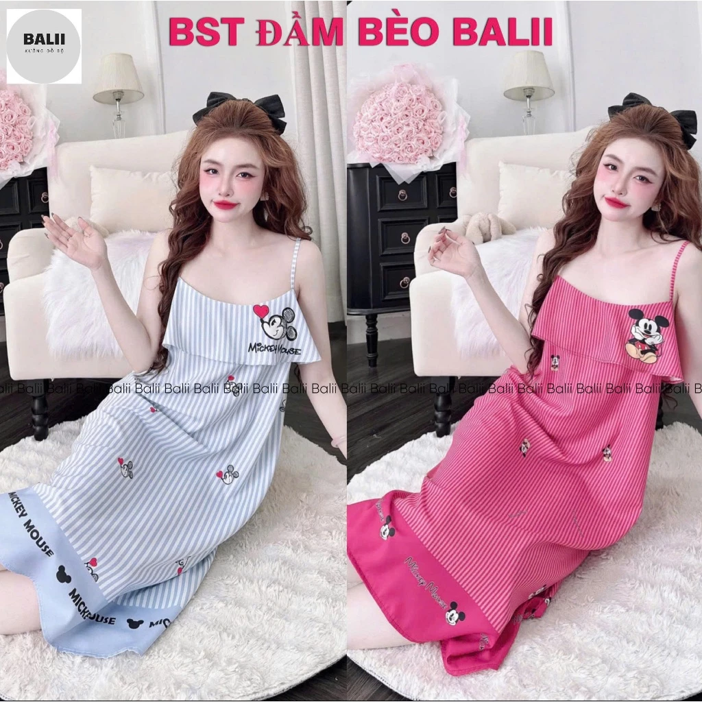 [MẪU MỚI BST BÈO] B09 - Váy Mặc Nhà Phối Bèo Sang Trọng Chất Lụa Mango Loại A, Họa Tiết Ấn Tượng Siêu Dễ Thương, Mặc Mát