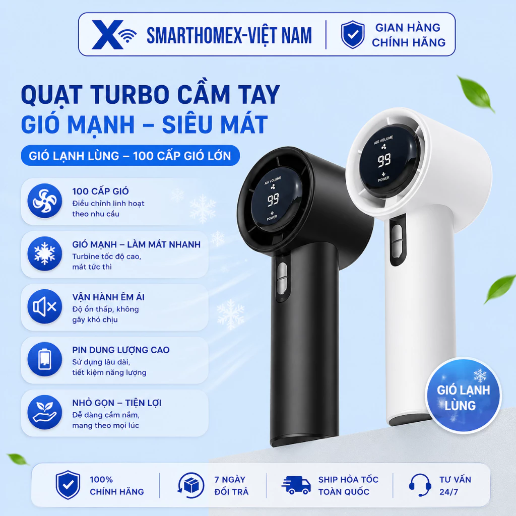 Quạt Mini Cầm Tay  638 N68 Gió Mạnh, Pin Sạc Tích Điện, Thiết Kế Nhỏ Gọn Dễ Mang Theo 100 CẤP ĐỘ GIÓ