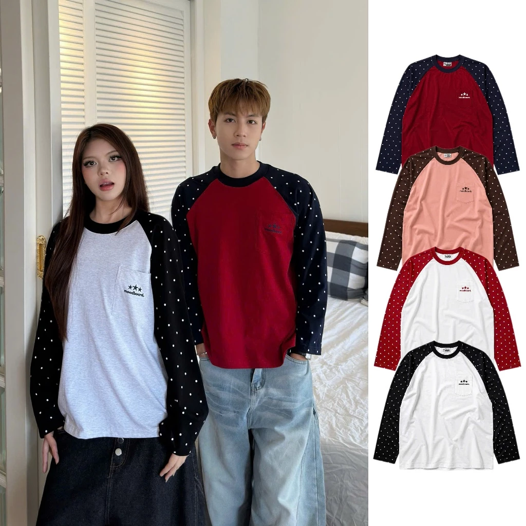 AB HOUSE - Áo thun tay dài COZY phối chấm bi thời trang nam nữ