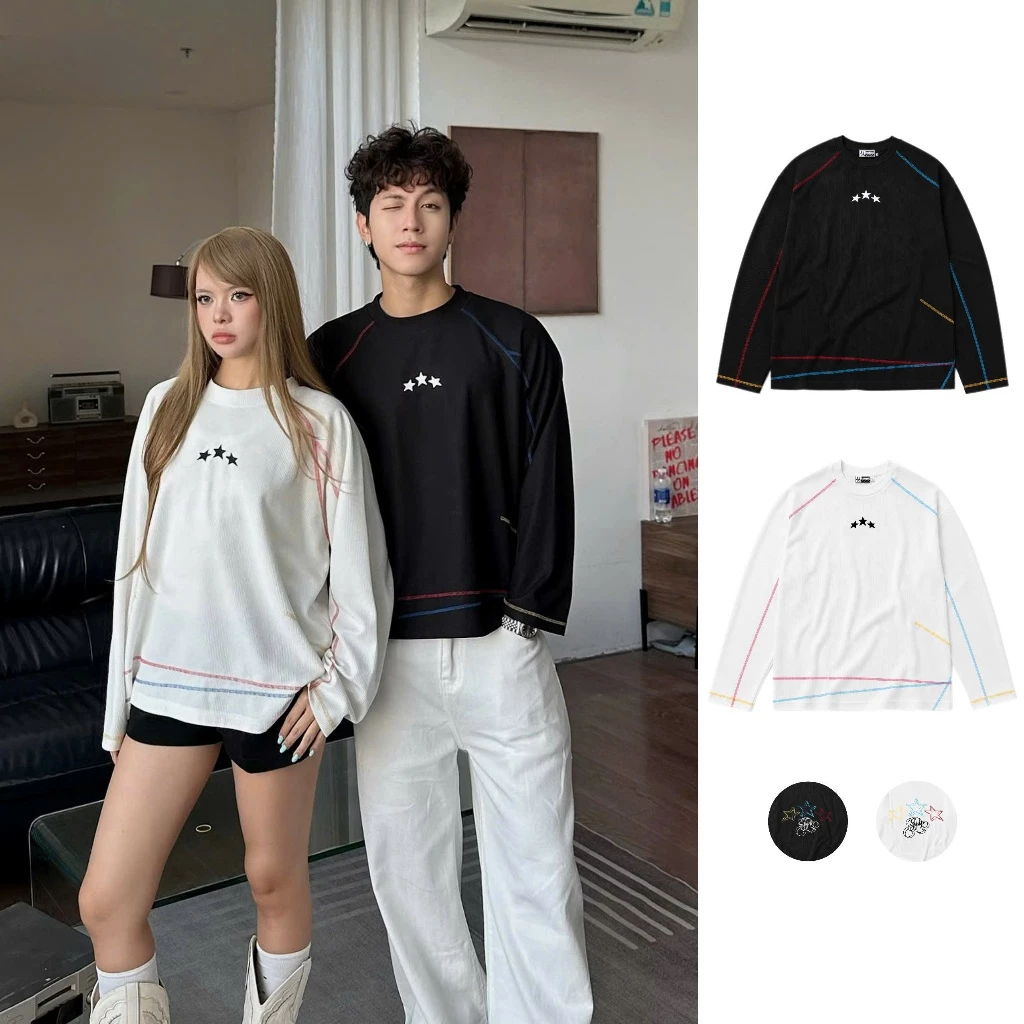 [DEAL XẢ KHO] AB HOUSE - Áo thun tay dài thêu nổi TRAVIS thời trang nam nữ