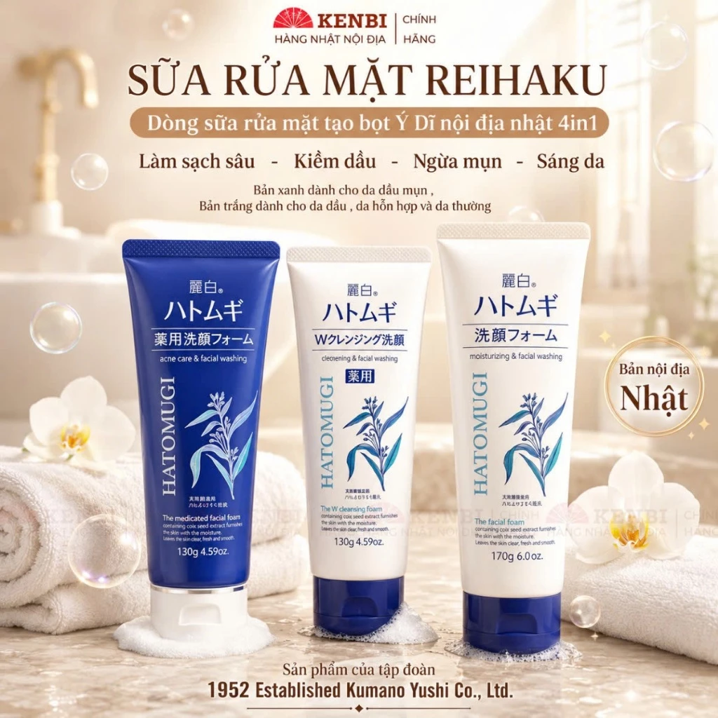 Sữa Rửa Mặt Hatomugi ý dĩ Đủ Loại 130g/ 170g - hàng Nhật chính hãng