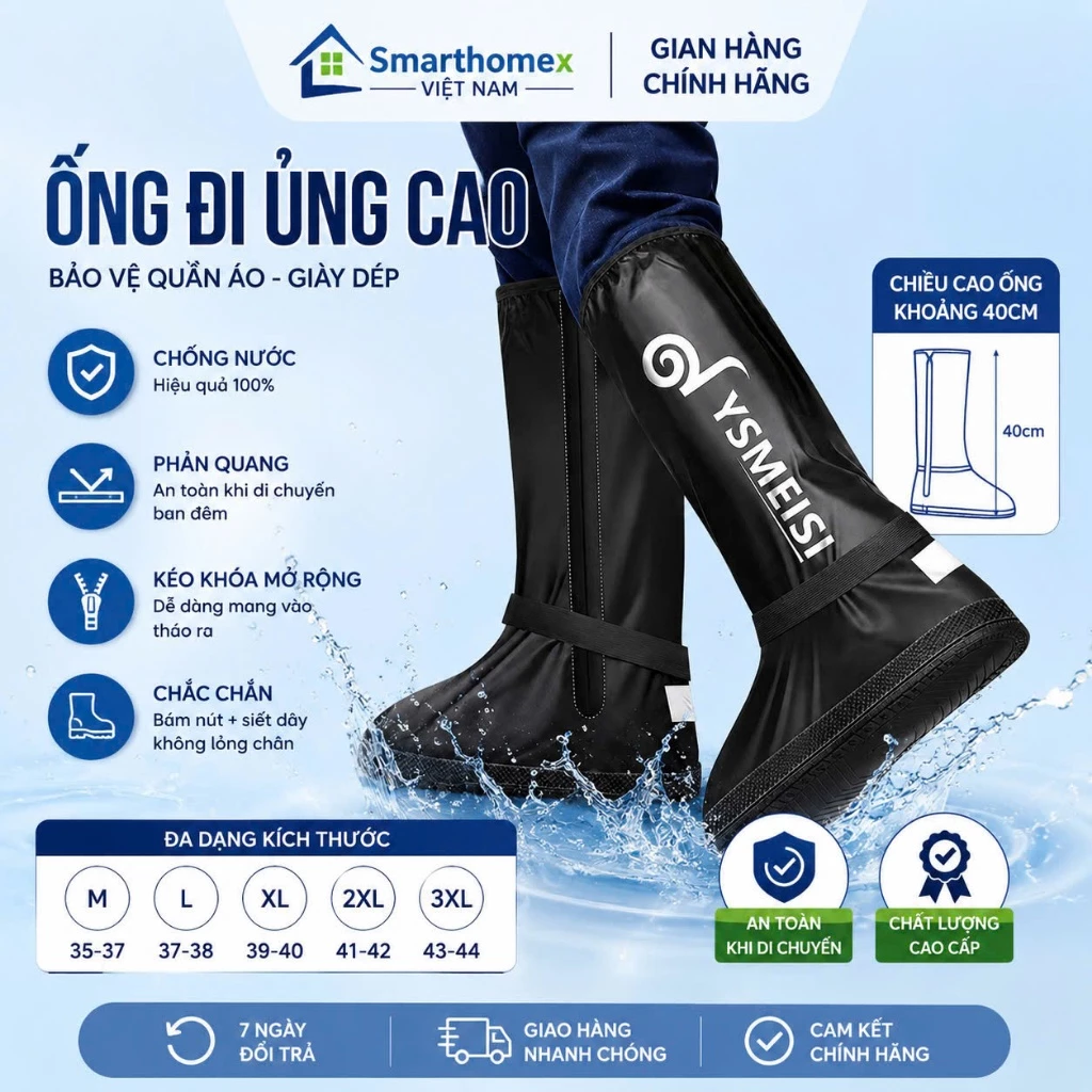 BỌC ỦNG ĐI MƯA XE MÁY CAO 40CM – CHỐNG NƯỚC, CHỐNG BÙN, CHỐNG TRƠN TRƯỢT