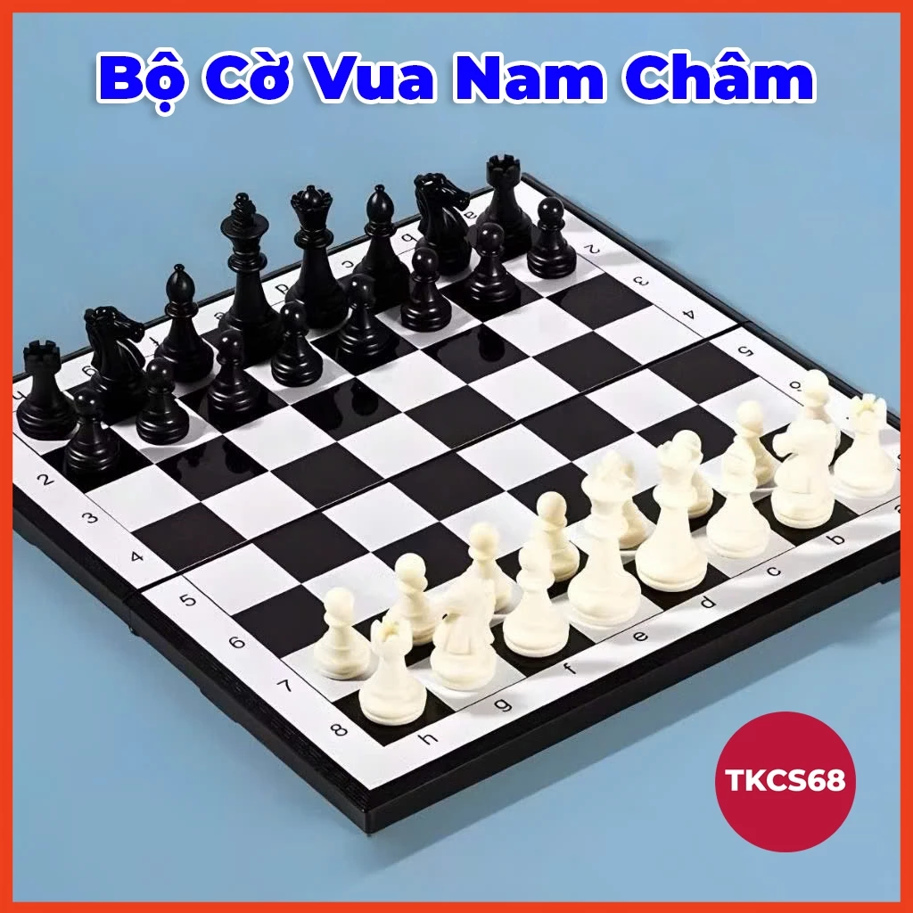 Bộ cờ vua nam châm cao cấp, bàn cơ nam châm kiêm hộp đựng, , bộ đồ chơi cờ vua quốc tế thiết kế đơn giản tiện dụng.