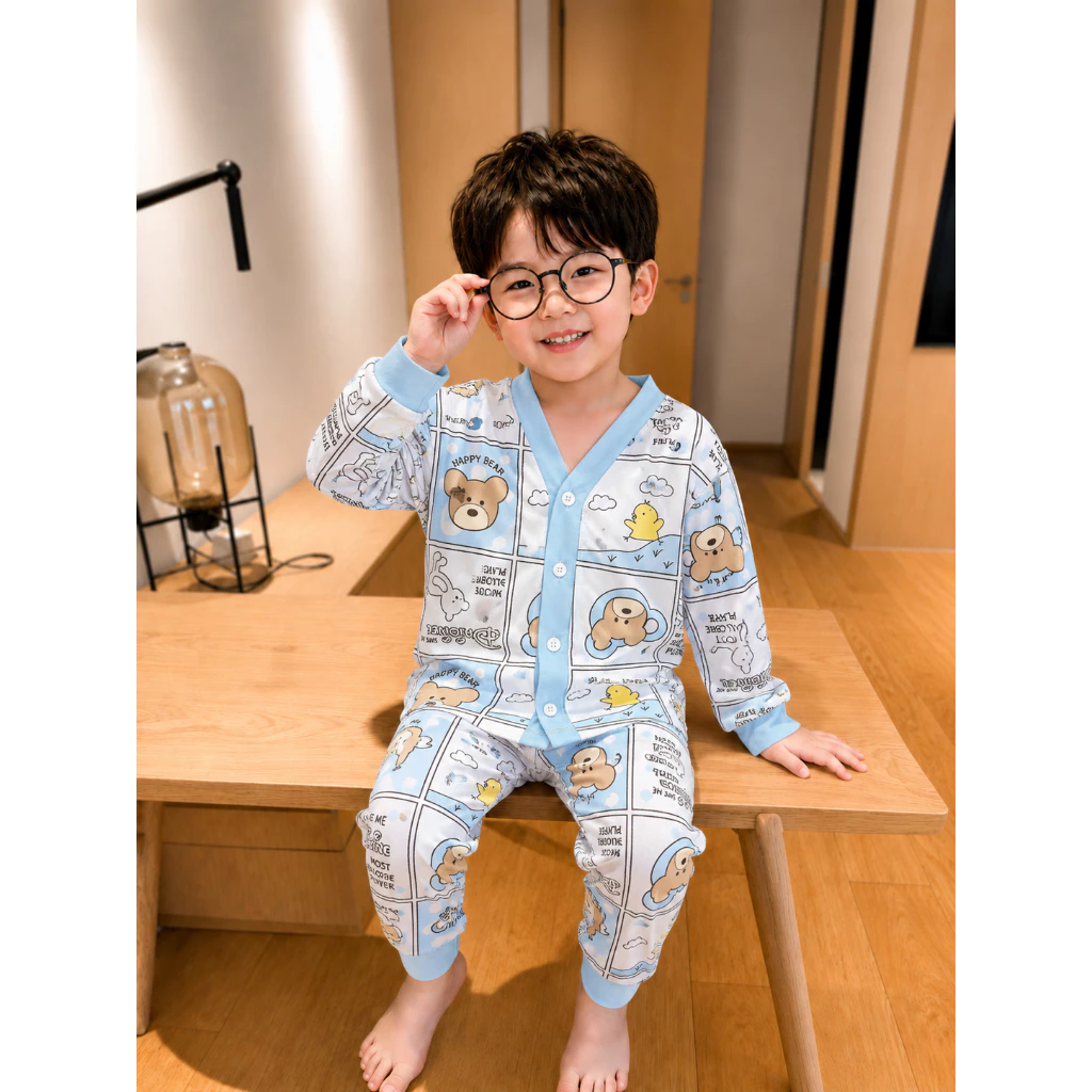 (GAUNA BABY)[GN 02]Bộ quần áo dài tay Pijama in 3D - Bộ Pijama cho bé trai bé gái mặc đi học đi chơi