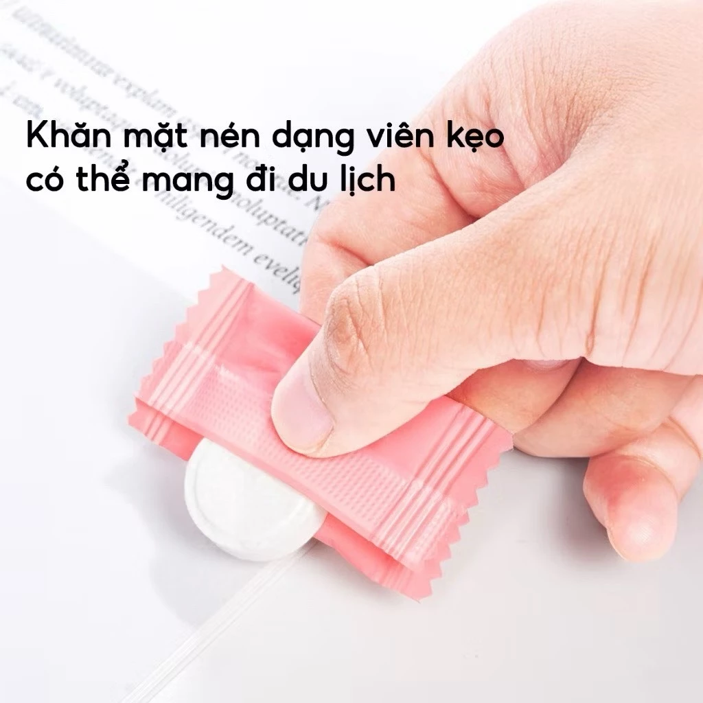 Khăn mặt nén hình tròn dạng viên, dùng 1 lần siêu tiện lợi thấm hút tốt, chất liệu an toàn không độc hại
