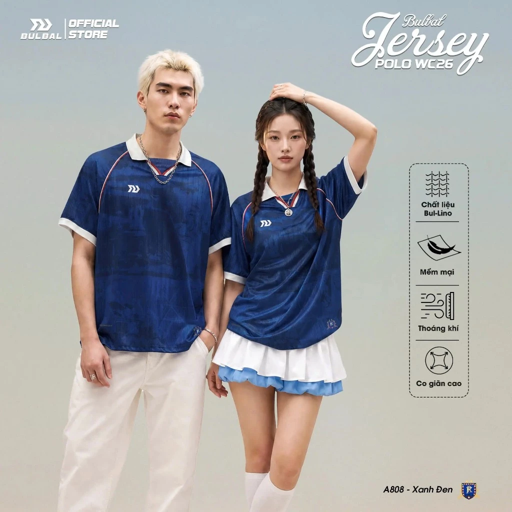 ÁO POLO JERSEY BULBAL NAM NỮ – ÁO BÓNG ĐÁ POLO RETRO, FORM RỘNG, CHẤT MÁT, PHONG CÁCH STREETWEA