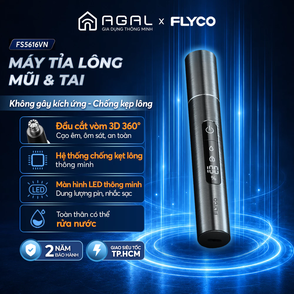Máy tỉa lông mũi Flyco FS5616VN Chống kẹt lông thông minh | Chống nước toàn thân - Bảo hành 2 năm