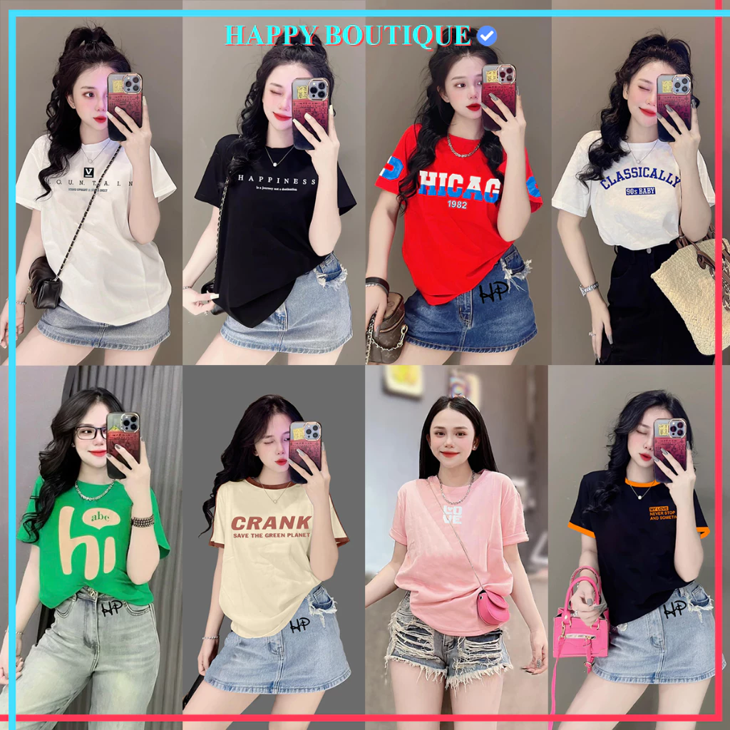 Áo Thun Thái Nữ Cotton 100 % Mềm Mịn Mát, Form Vừa 40~60kg, Nhiều Mẫu, Phong Cách, Cá Tính, Độc Đáo