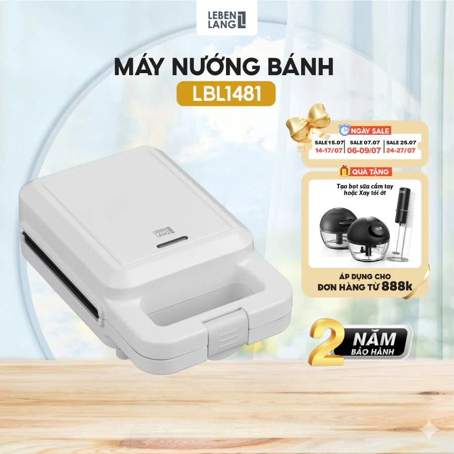 Máy Làm Bánh Sandwich Lebenlang LBL1481, Công Suất 600W - Máy Kẹp Nướng Bánh - Khuôn Tam Giác Chống Dính