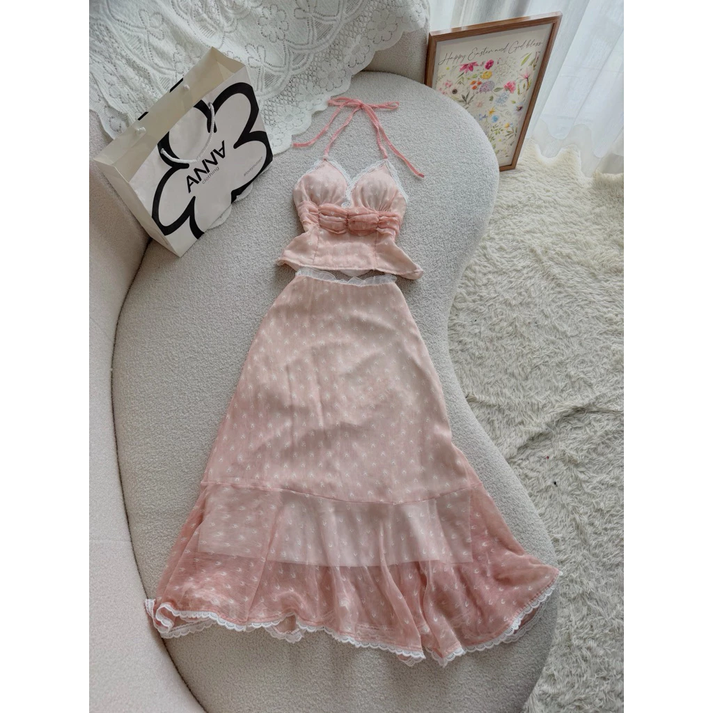 Set Bộ Nữ Voan Hồng ANNA - Set Ivy áo
