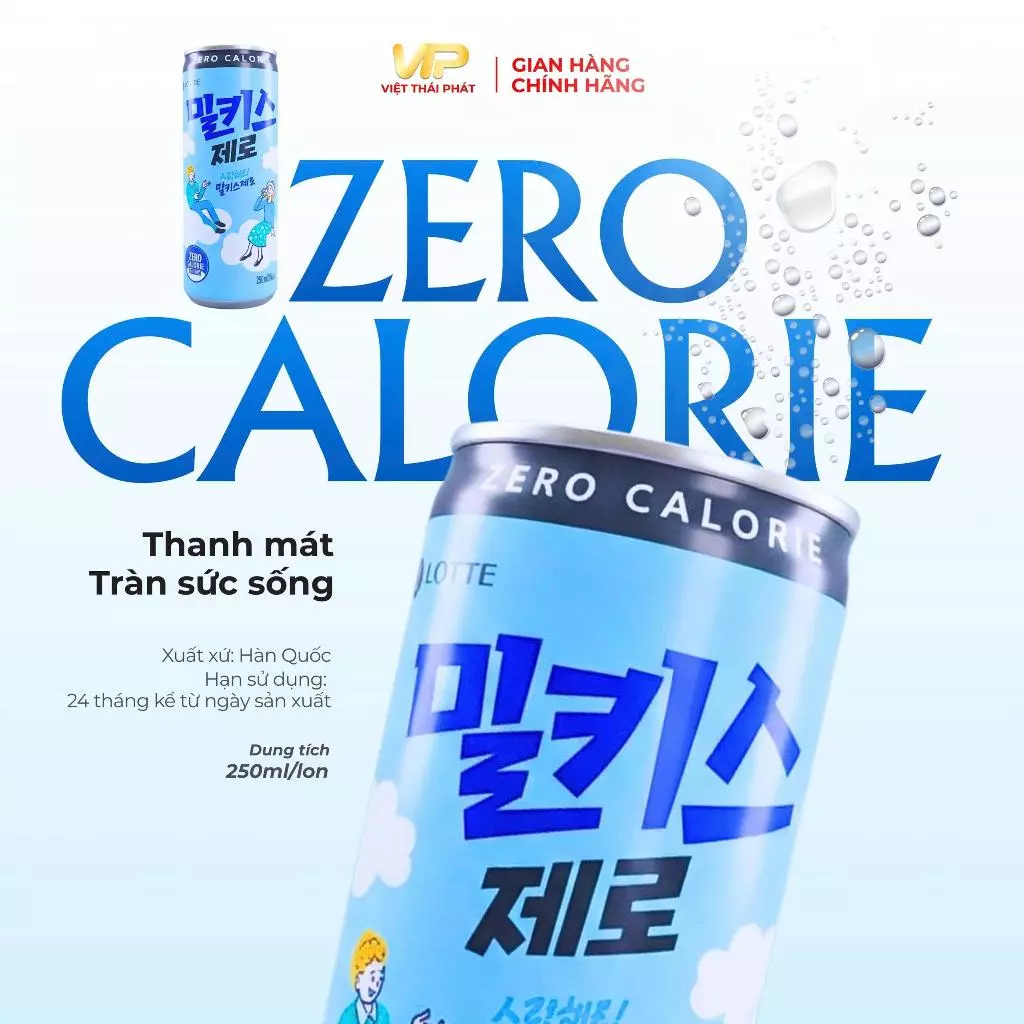 Nước Soda Sữa Milkis Zero | Việt Thái Phát - Thương Hiệu Hàn Quốc (250ml/lon)