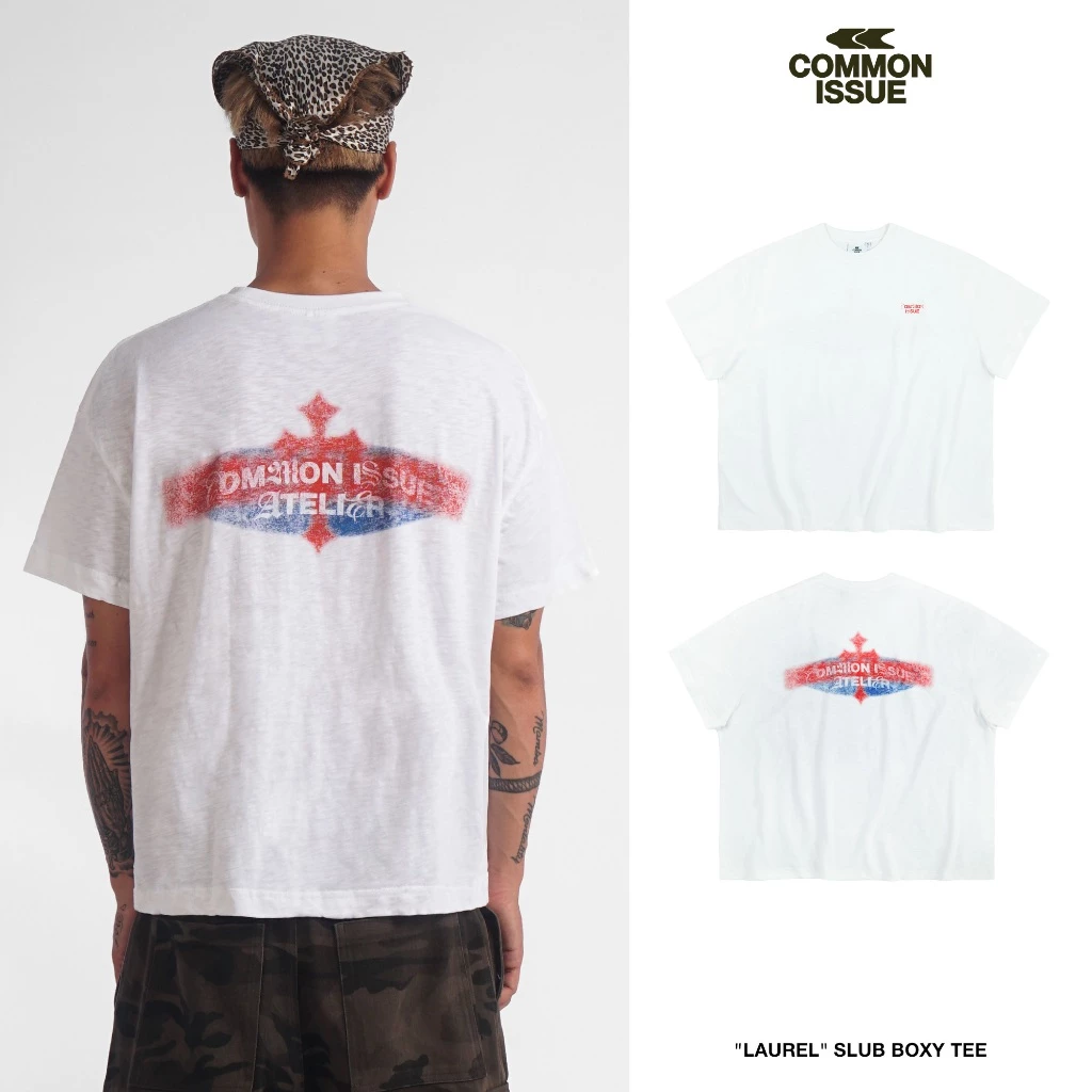 Áo Thun Form Boxy "LAUREL” Chất Vải Slub Mỏng 220gsm Unisex Nam Nữ | Common Issue