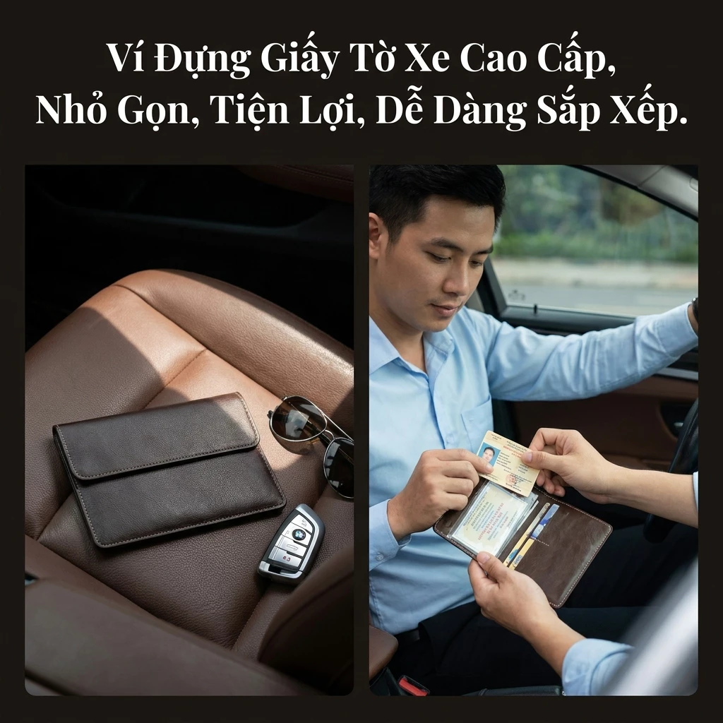 Túi Ví Đựng Giấy Tờ Xe Ô Tô Cao Cấp Kiểu Dáng Thanh Lịch Dễ Sử Dụng