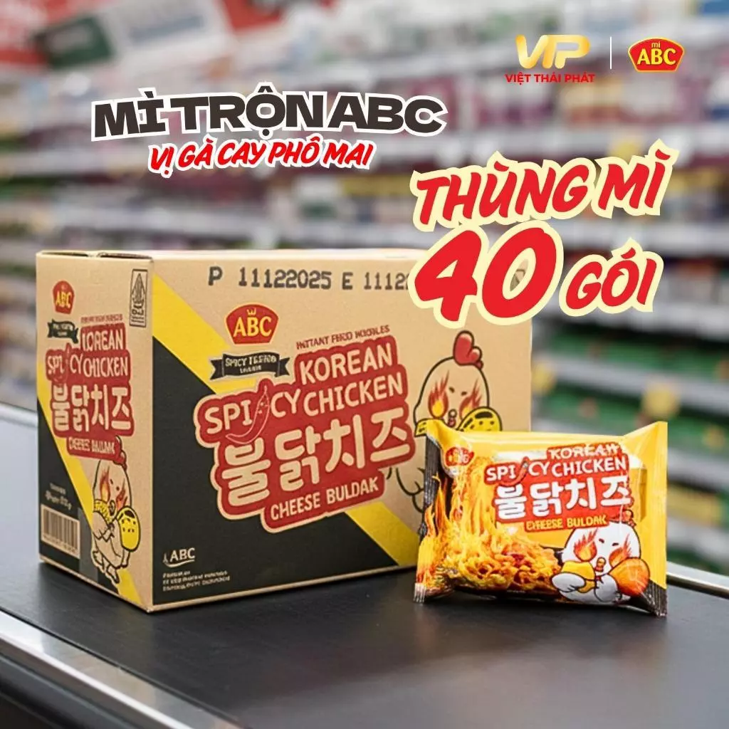 [ Thùng 40 Gói ] Mì Trộn ABC Vị Gà Cay Phô Mai | Việt Thái Phát - Hàng Thái chính hãng (80Gram/gói)