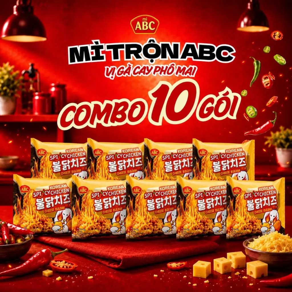 [ Combo ] Mì Trộn ABC Vị Gà Cay Phô Mai 80gram | Việt Thái Phát - Hàng Indonesia Chính Hãng