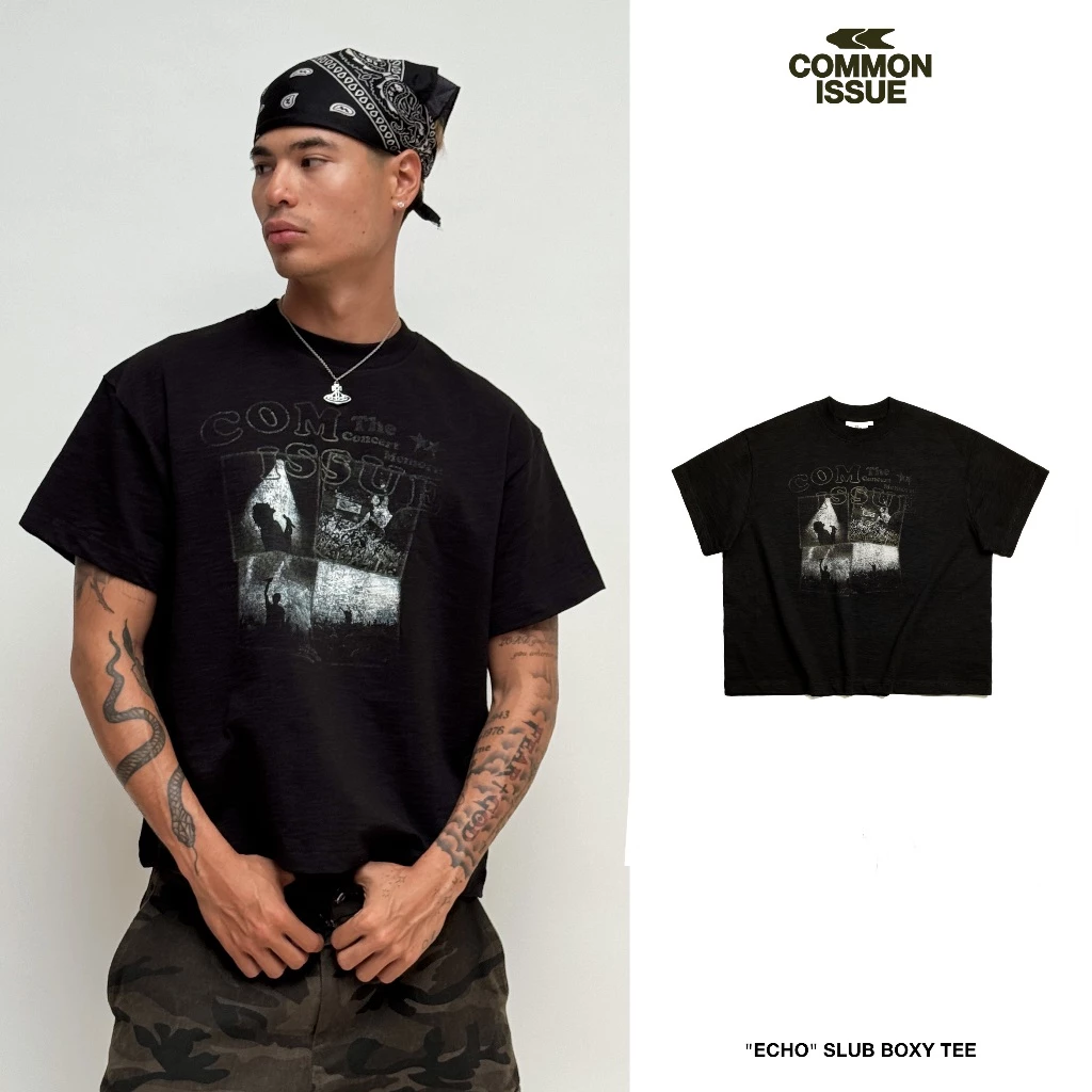 Áo Thun Form Boxy "ECHO” Chất Vải Slub Premium Cotton 250gsm Unisex Nam Nữ | Common Issue