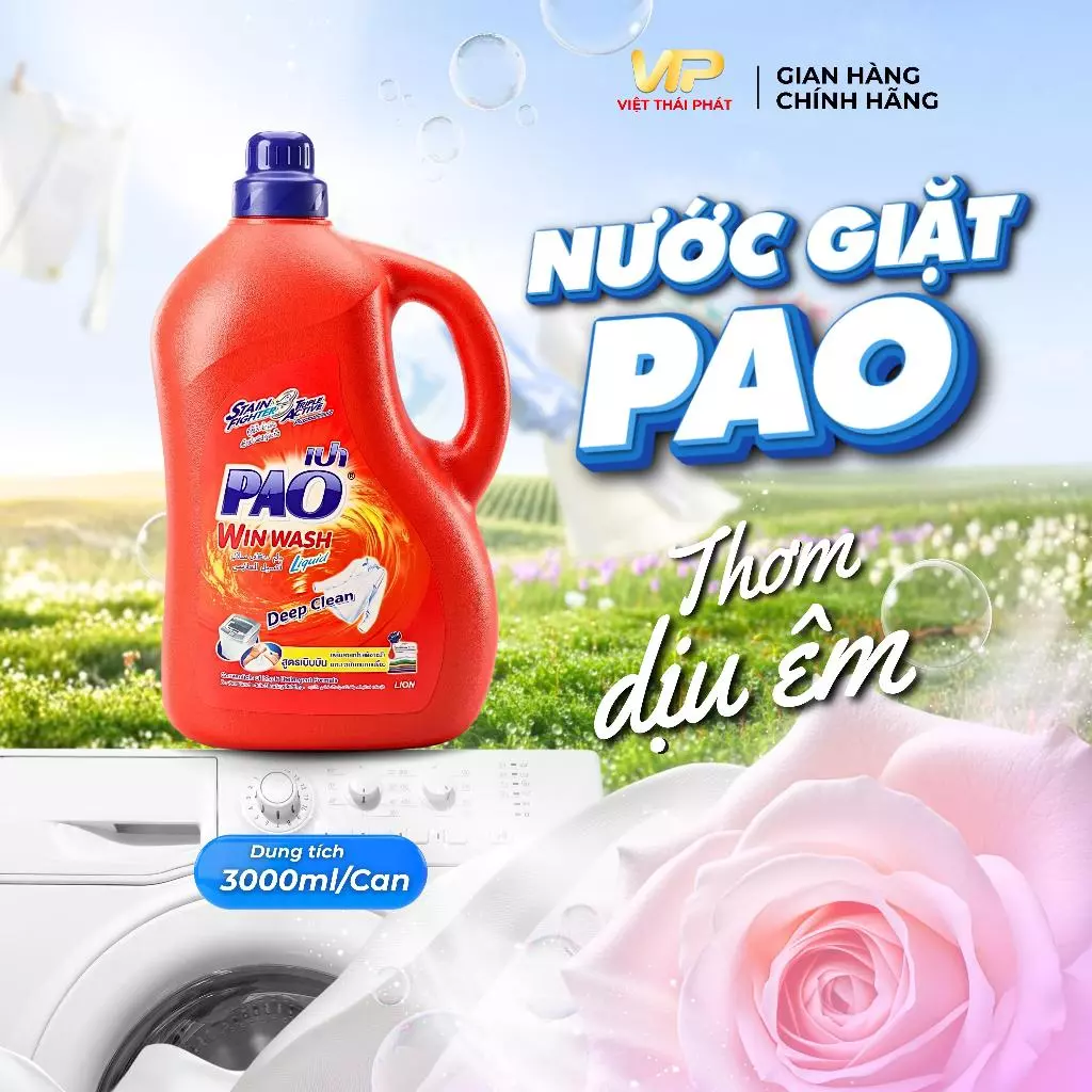 Nước giặt PAO Thái Lan Đậm Đặc Thơm Lâu | Việt Thái Phát - Hàng Thái chính hãng (3000ml/can)