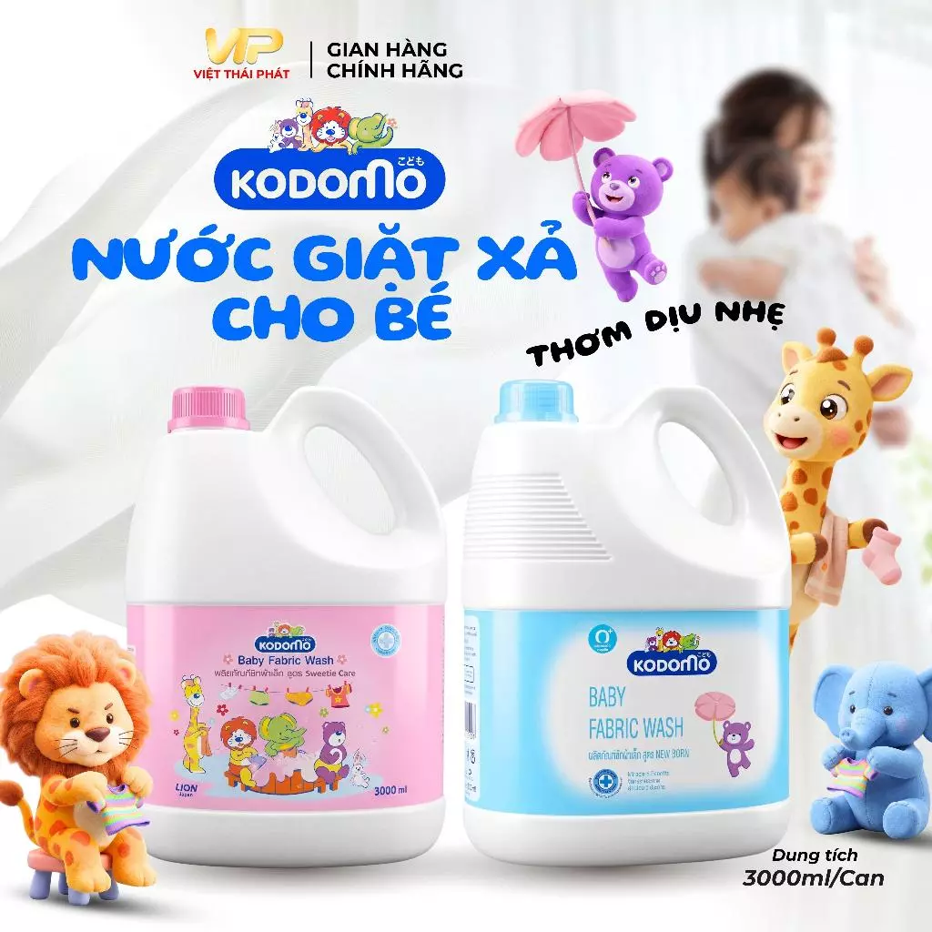 Dung Dịch Giặt Xả KODOMO An Toàn Cho Bé | Việt Thái Phát - Hàng Thái Chính Hãng (3000ml/Can)