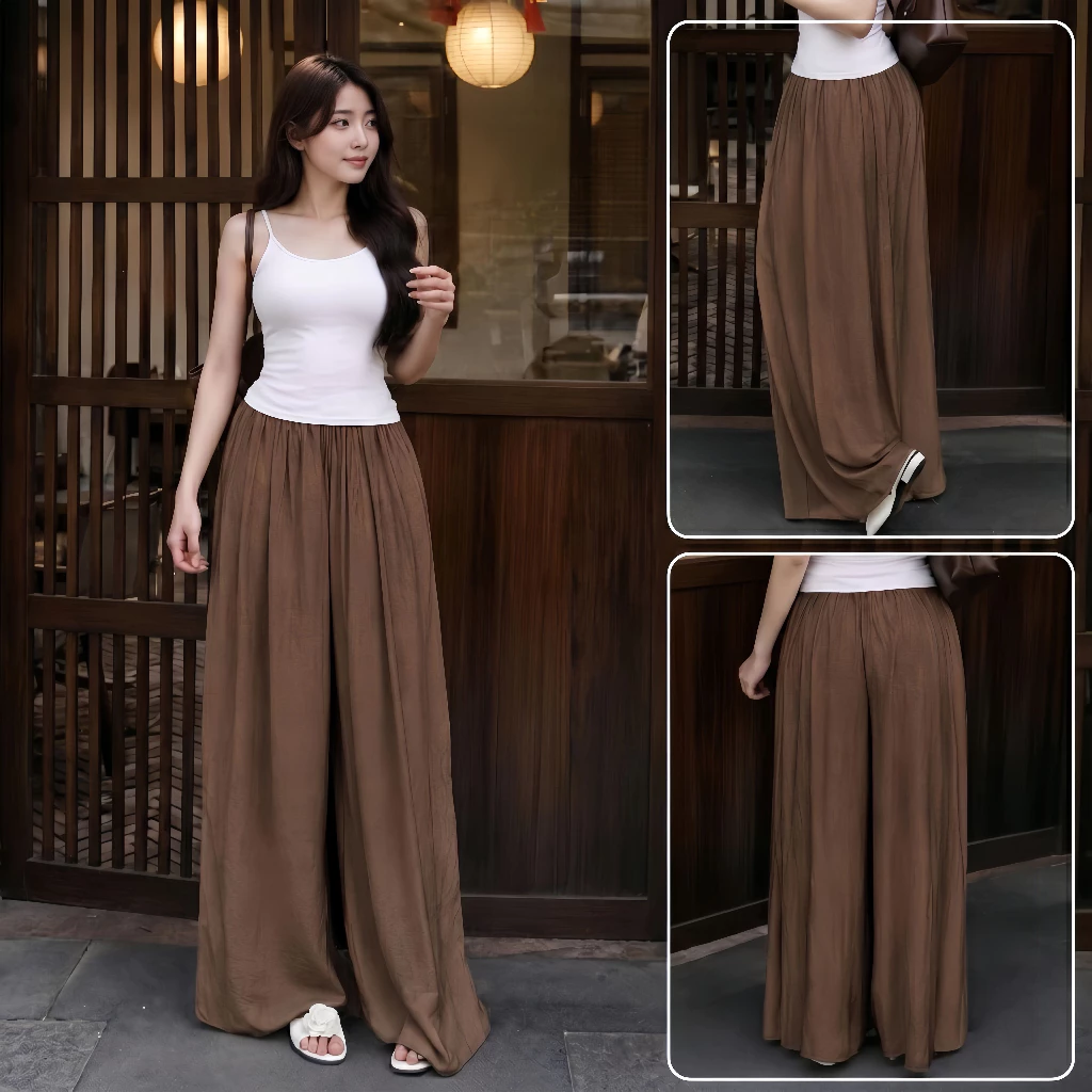 [LƯNG CHUN] Quần suông dài cạp chun form rộng phồng tôn dáng Dazzi women Q019