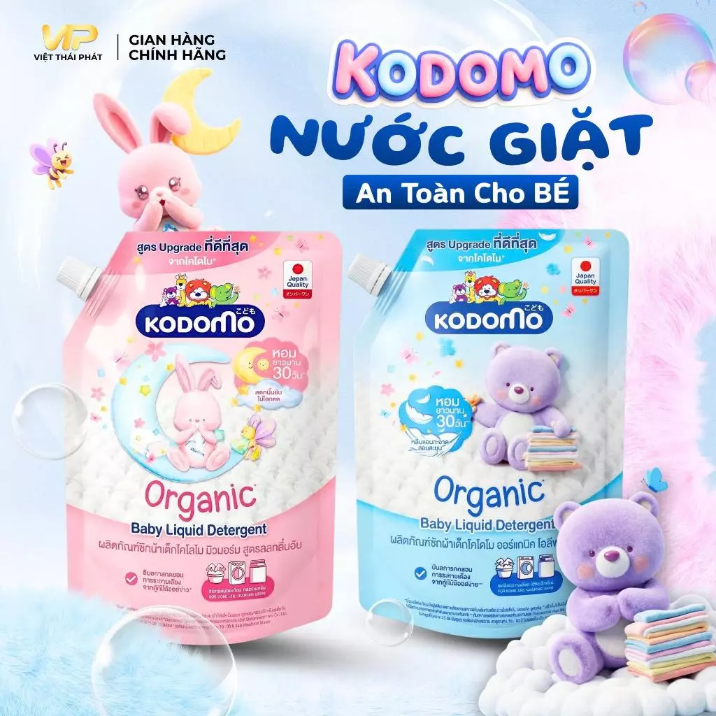 Nước Giặt Trẻ Em KODOMO - An Toàn Cho Bé | Việt Thái Phát - Hàng Thái Chính Hãng (580ml/túi)