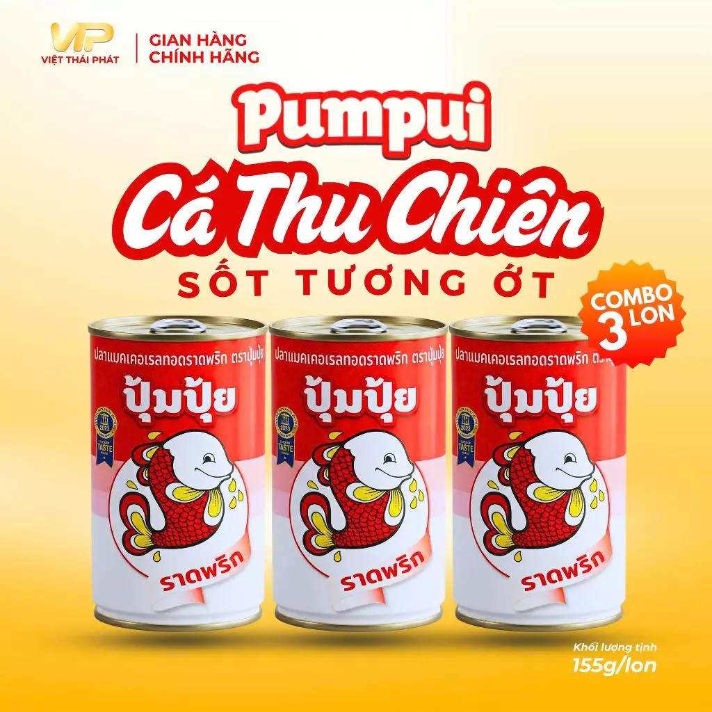 Cá Thu Chiên Sốt Tương Ớt Pumpui | Việt Thái Phát - Hàng Thái Chính Hãng (155g/lon)