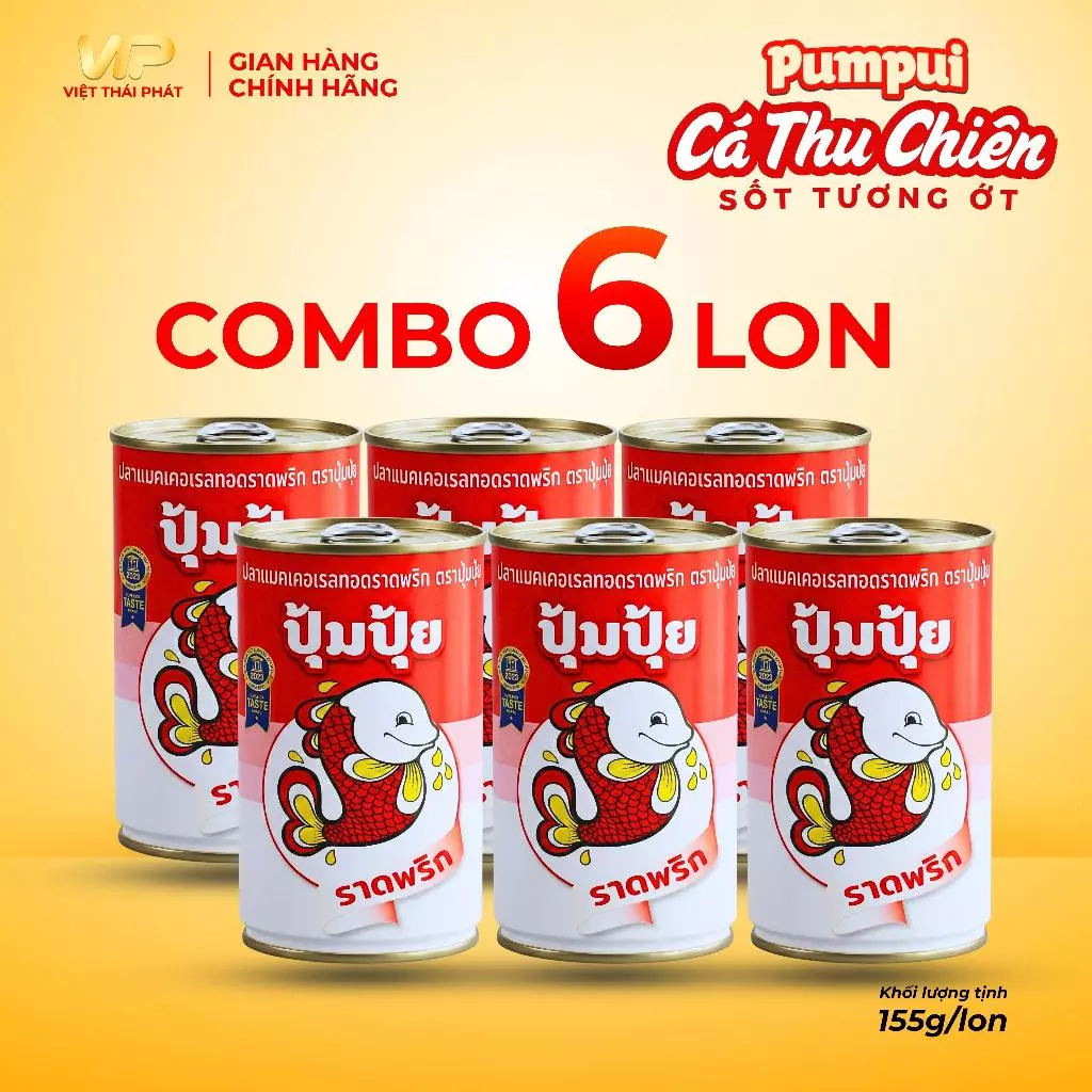 [ Combo ] Cá Thu Chiên Thu Sốt Tương Ớt Pumpui | Việt Thái Phát (155g/lon)