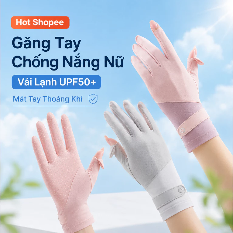 Găng Tay Chống Nắng Vải Lạnh Cho Nữ Cảm Ứng Điện Thoại Chống Trượt Mỏng Nhẹ Thoáng Khí Đi Xe Máy Tiện Lợi