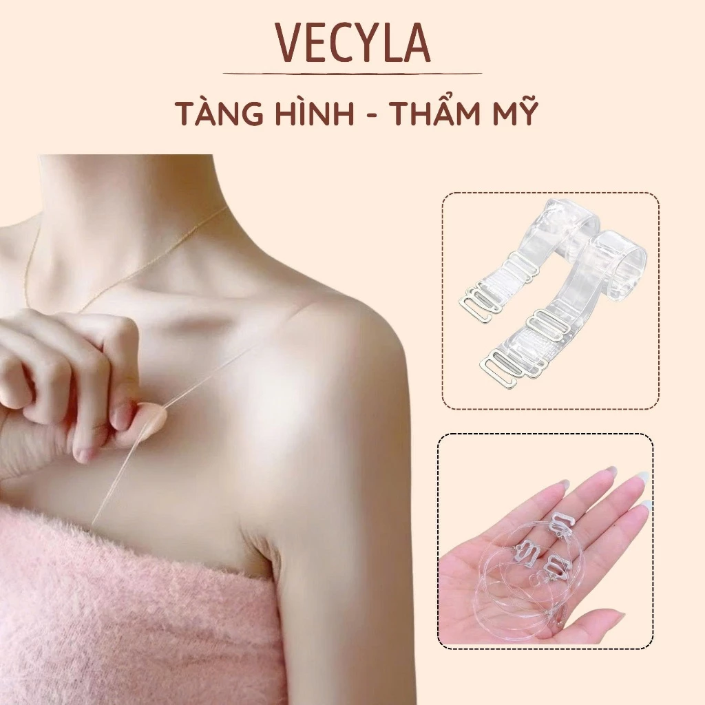 Dây áo tàng hình VECYLA Dây Áo Trong Suốt Sợi Dẹt Hàn Quốc(1 dôi)