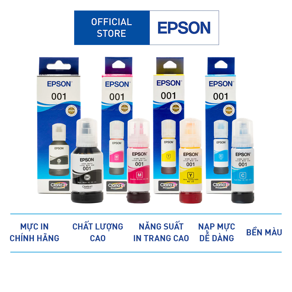 Mực In Cao Cấp Epson 001 Dùng Cho Máy L4150/L4160/L6160/L6170/L6190/L4260/L4266/L6260/L6270/L6290/L14150