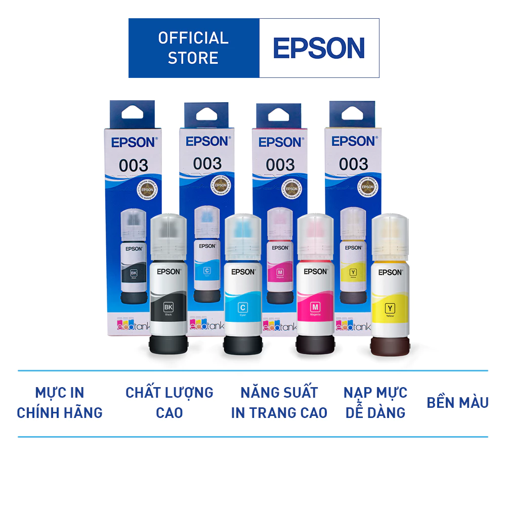 Combo Mực In Chính Hãng Epson 003 Dùng Cho Máy L1110/L3110/L3150/L5190/L1216/l1210/L3216/l3210/l3250/L3256/L5290/L5296