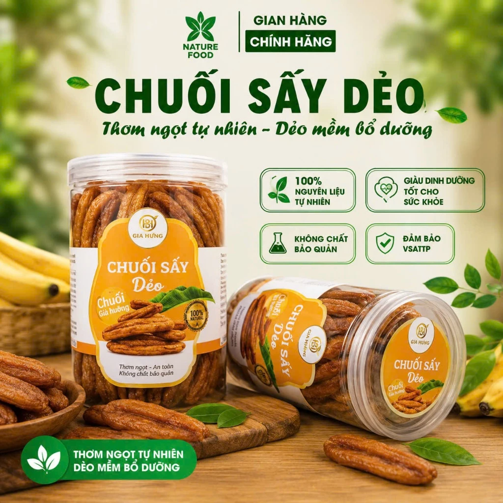 Chuối già hương sấy mật dẻo thơm Phân Phối Bởi NATURE FOOD ( có hồ sơ công bố và kiểm nghiệm sản phẩm)